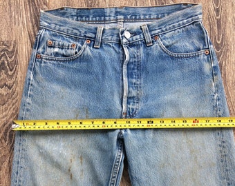 Size 29 Vintage 1980s Levi's 501 Distressed Ripped Jeans - Button Fly Jean, Made in USA, waist 29" medium