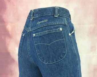 Vintage 23 Waist Wide Leg Flare Denim High Rise Jeans | 70s Long Inseam Jeans, XXS 23"
