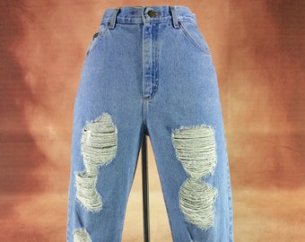 Size 30 Lee Riders Vintage Jeans W30 L31 Ultra High Waisted Y2K's Distressed Ripped Relaxed Fit Jeans