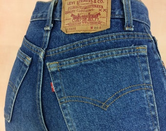 Size 25 Vintage Levi's 505 Jeans W25 L30 High Waisted Slim Fit Dark Wash Jeans Tapered Leg Jeans Made In USA