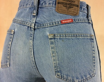 Talla 31 Vaqueros Wrangler Vintage Western desgastados, lavado ligero, cintura 31" mediana a grande