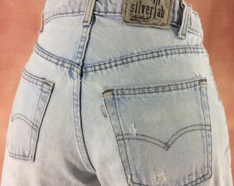 Size 30 Vintage Levi's Silver Tab Jeans - Baggy Jeans - Distressed Ripped - Made In USA, waist 30"W