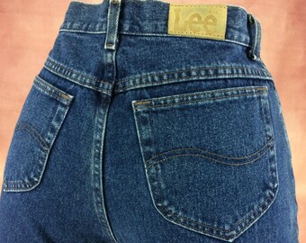 Vintage High Waist Dark Wash Tapered Jeans - W34 L32