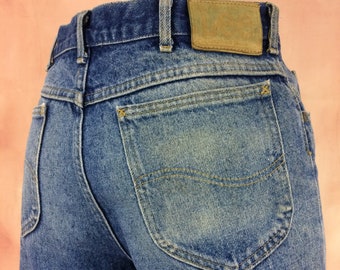 Vaqueros Lee vintage – Talla 33, vaqueros vaqueros de talle alto desgastados estilo western, fabricados en EE. UU.