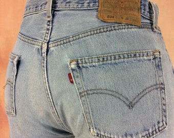 Vintage 90s Levi's 501 Jeans: Distressed Light Wash Denim, Size 33, Made in USA