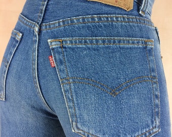 Size 25 Vintage Levi's 501 Distressed Light Wash Button Fly Jeans Mid Waisted Slim Fit Tapered Leg 80's Classic Fit Jeans Made In USA