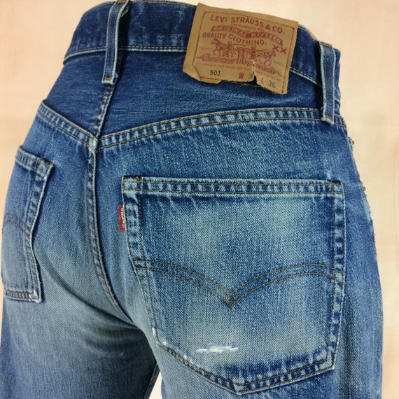Size 29 VINTAGE 90s Levi's 501 Redline Selvedge Jeans Red - Etsy