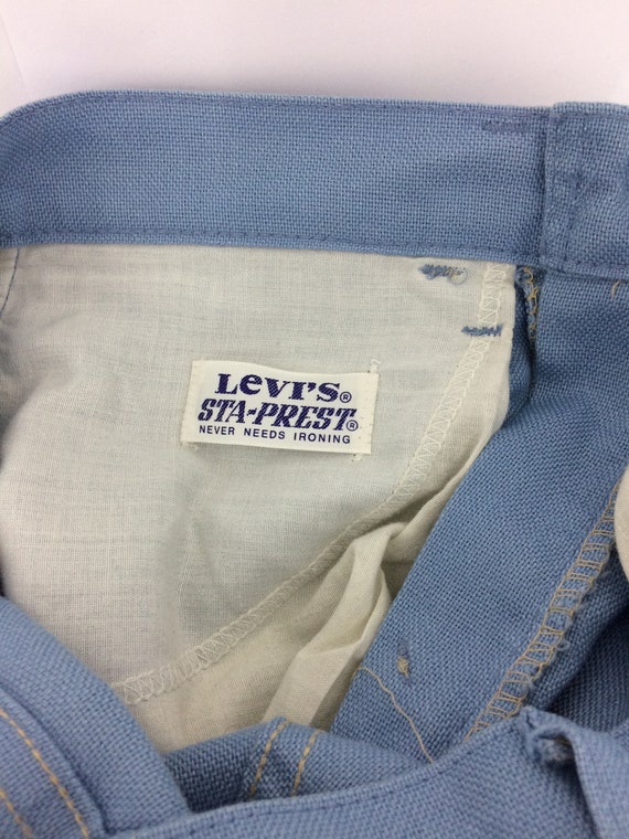 Size 28 Vintage 1980s Blue Levi Sta-Prest Pants s… - image 9