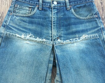 Vintage Levi's 502XX Selvedge Jeans – Size 30 Distressed Big E