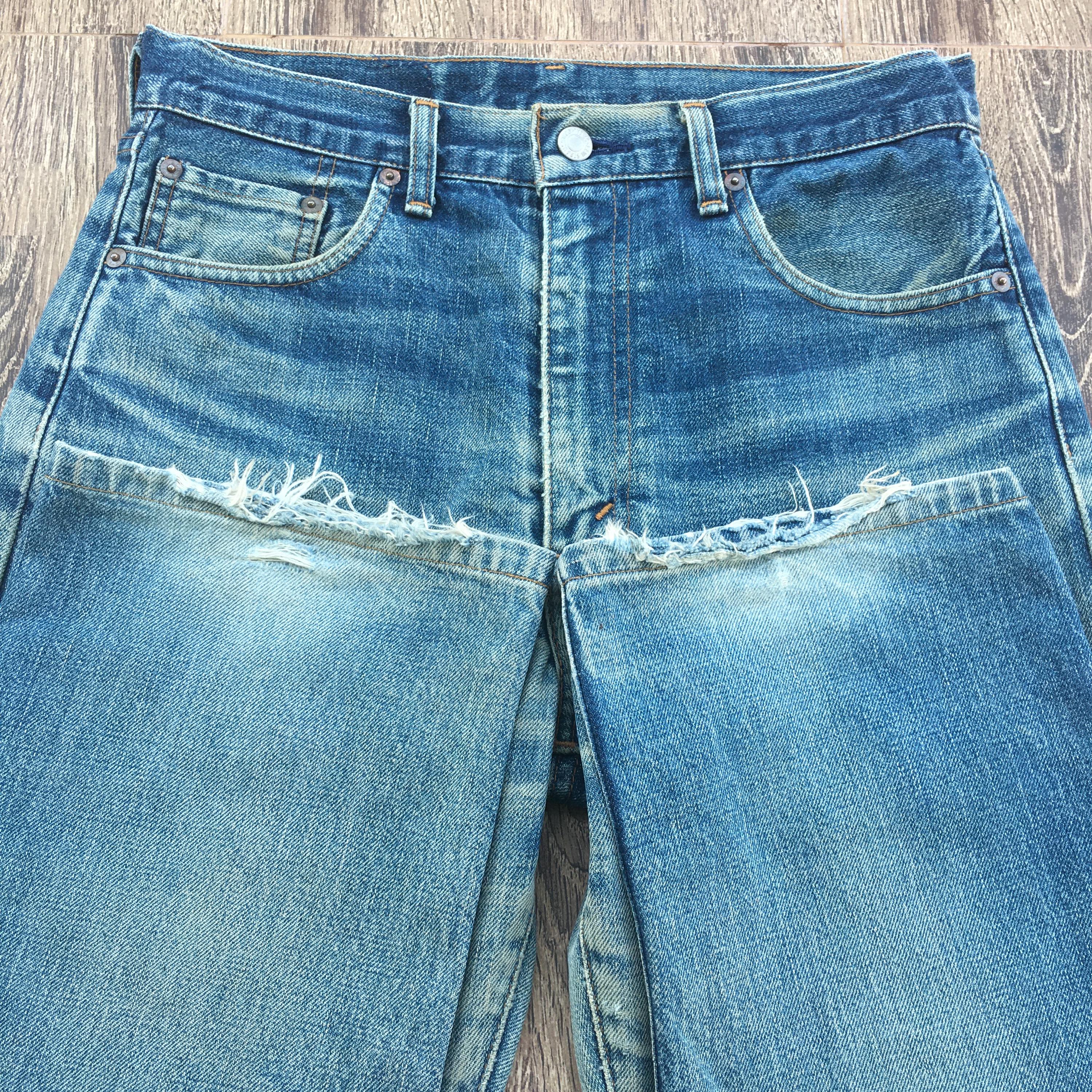 Vintage Levi's 502XX Selvedge Jeans – Size 30 Distressed Big E