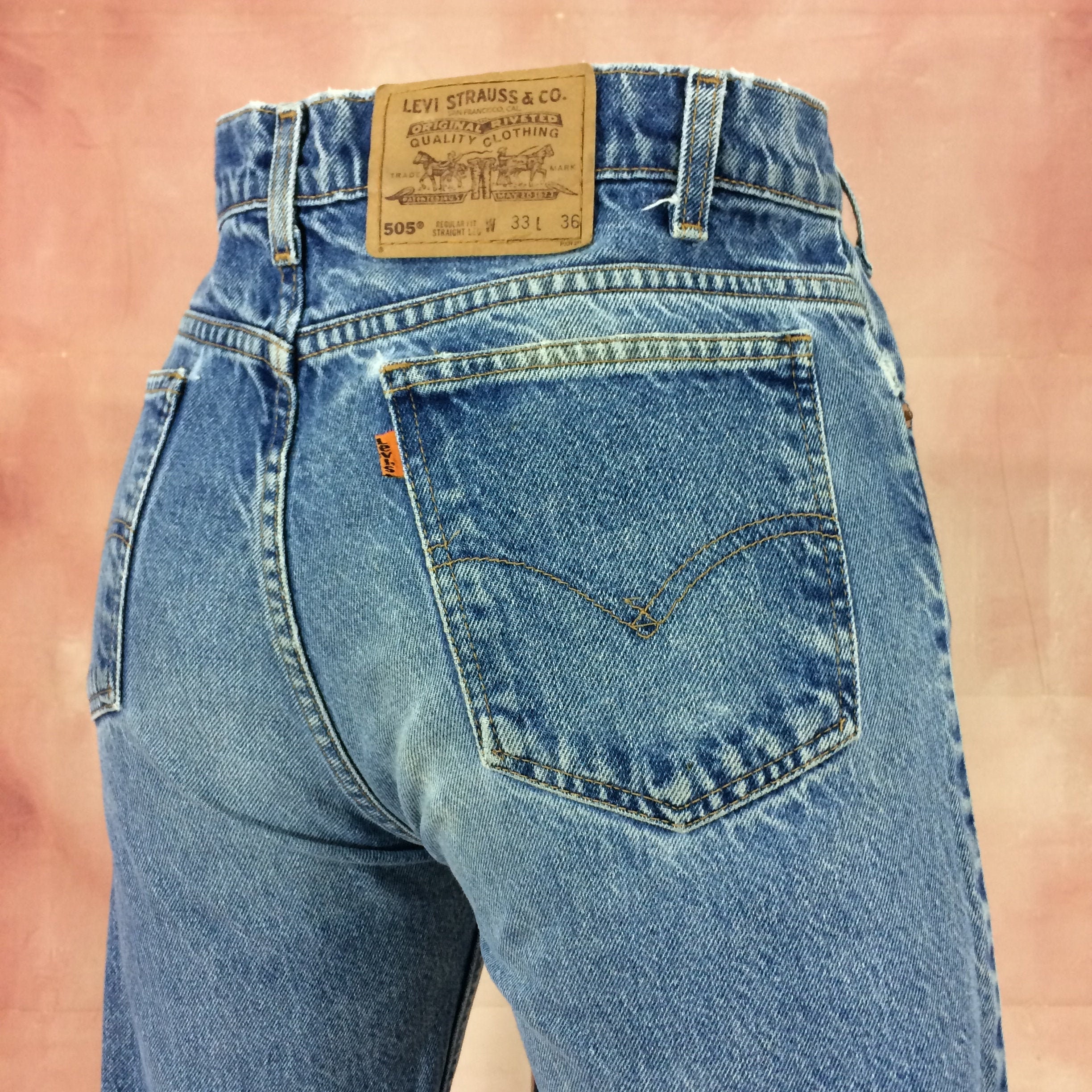 Size 32 Vintage 90s Levi's 505 Jeans Orange Tab - Etsy