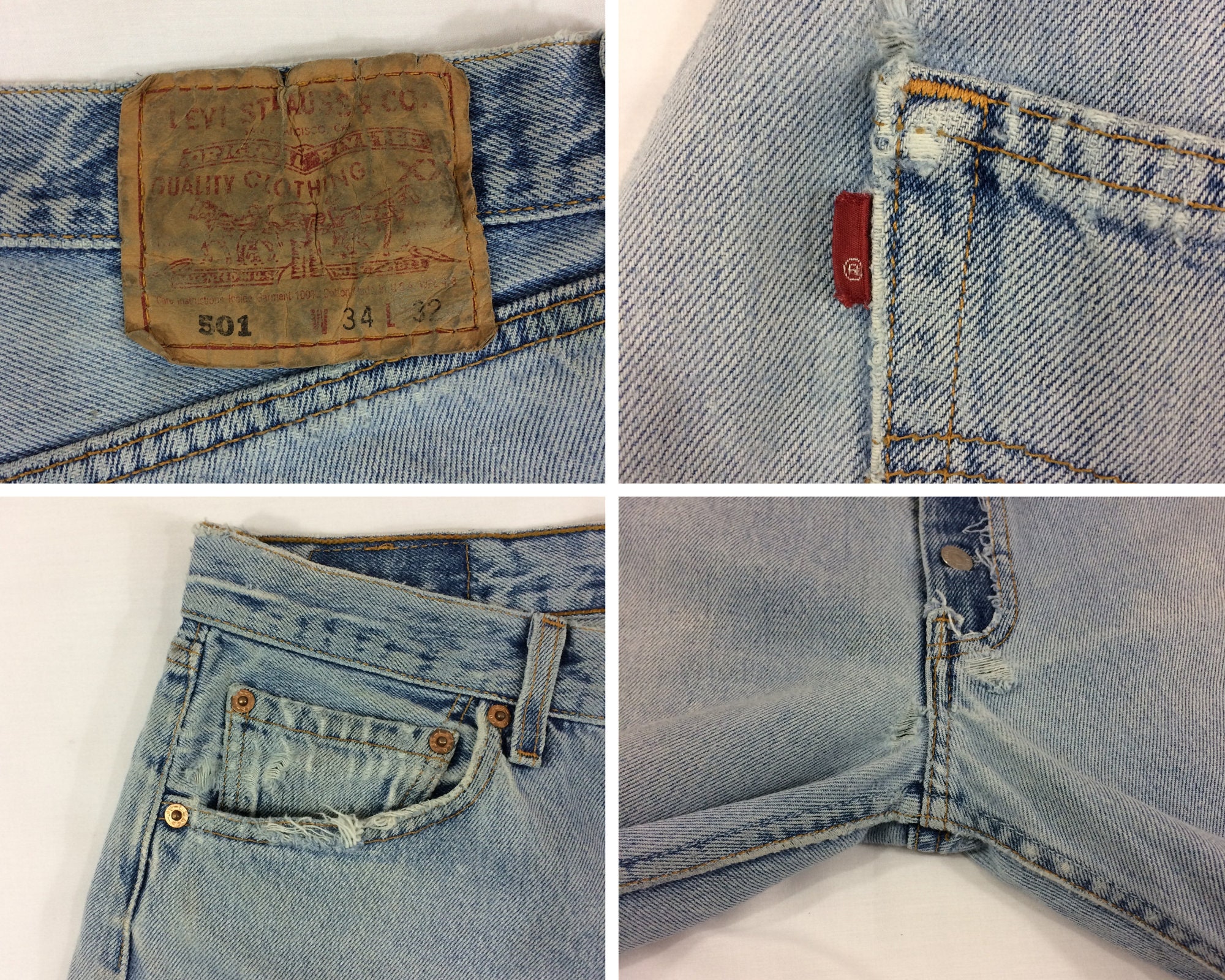 Buy Vintage 90s Levi's 501 Jeans: Distressed Light Wash