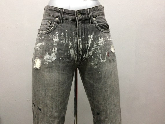 number nine paint splatter jeans