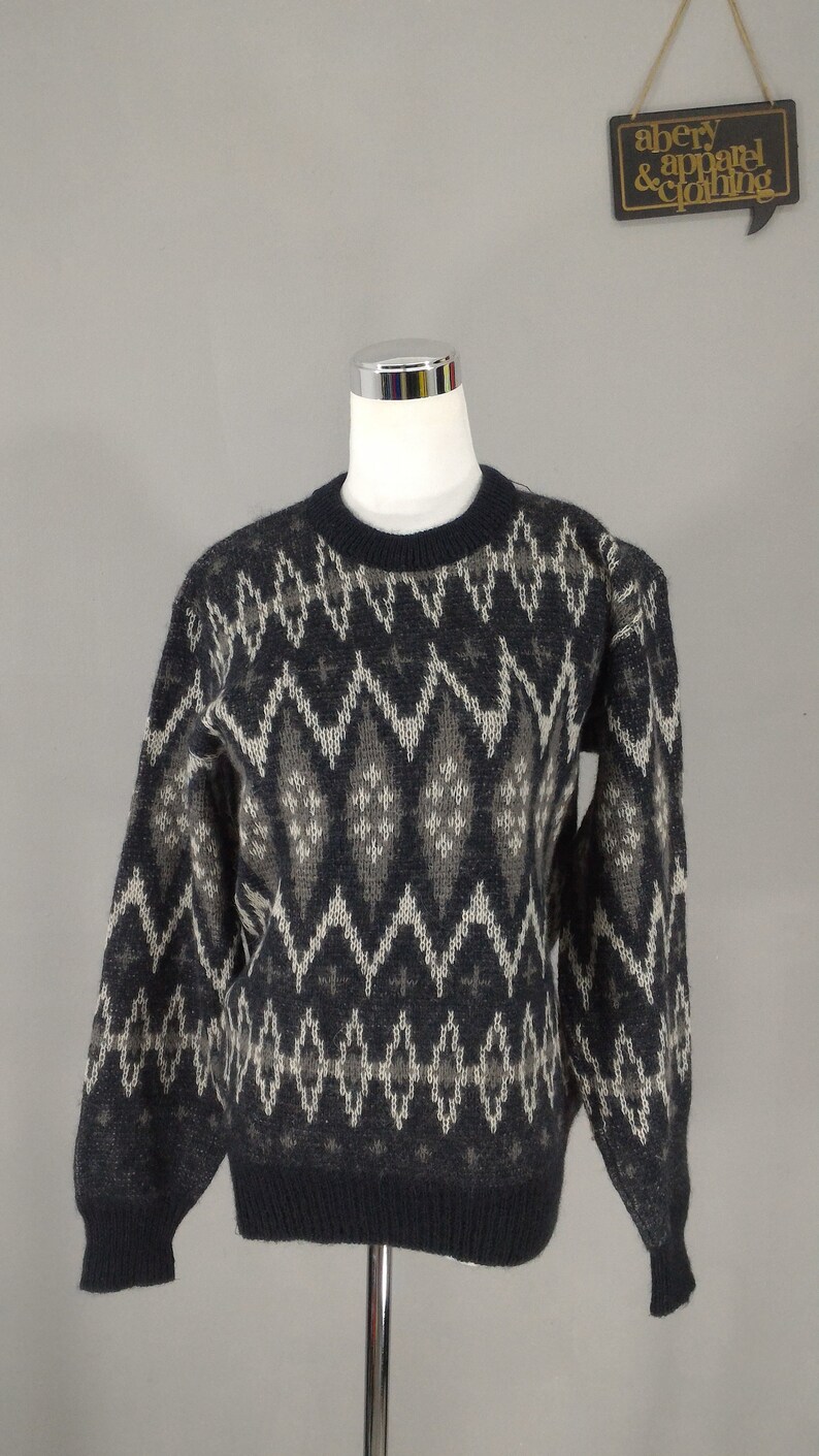 Knit Sweater Crew Neck Wool Pullover Jacket Sweatshirt Southwestern Native American Pattern Style Unisex Fashion Knitwear For Womens Mens
