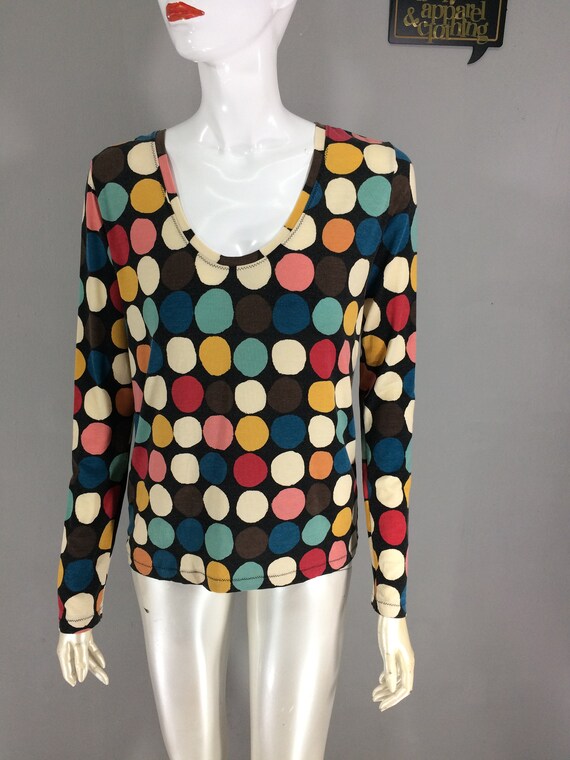 multicolor polka dot shirt