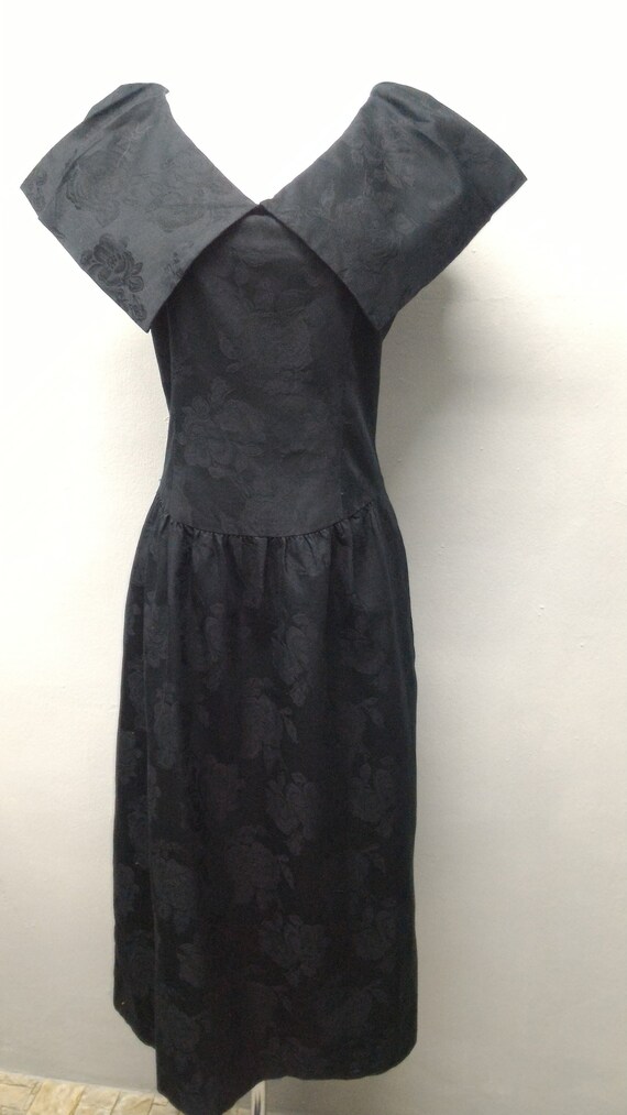 Vintage 80s Lanz Dress Big Collar Black 