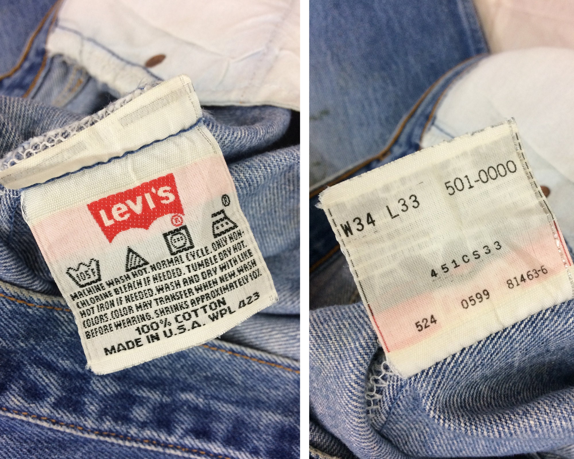 【雰囲気抜群】Levis 501 90s ヴィンテージ USA製 32×32 Size 32 Vintage Levis 501 Light Wash 90s Vintage Dirty Denim