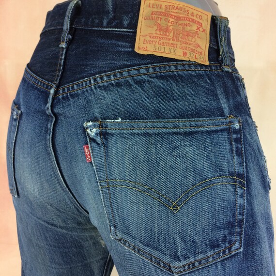 Buy Size 29 Vintage Levis 501XX Big E Selvedge Jeans High Waisted Online in  India - Etsy