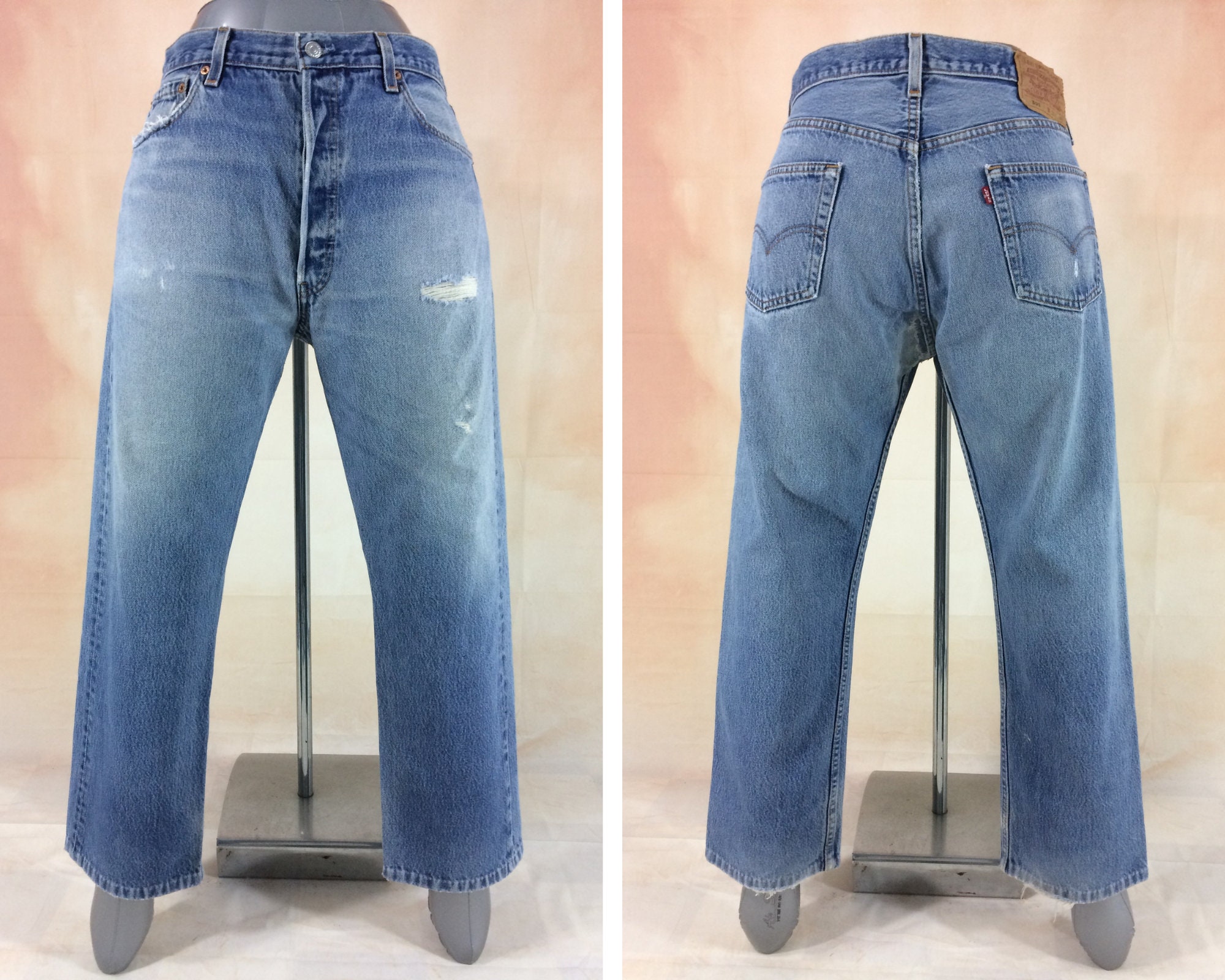 Size 34 Vintage Levis 501 W34 L27 Light Blue Y2k's Made in Size 34 Vintage Levis 501 W34 L27 Light Blue Y2k's Made in