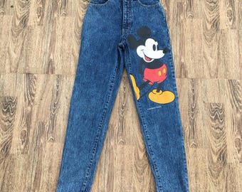 Vintage 70s Mickey Mouse Wrangler Jeans: Embroidered Cartoon Denim