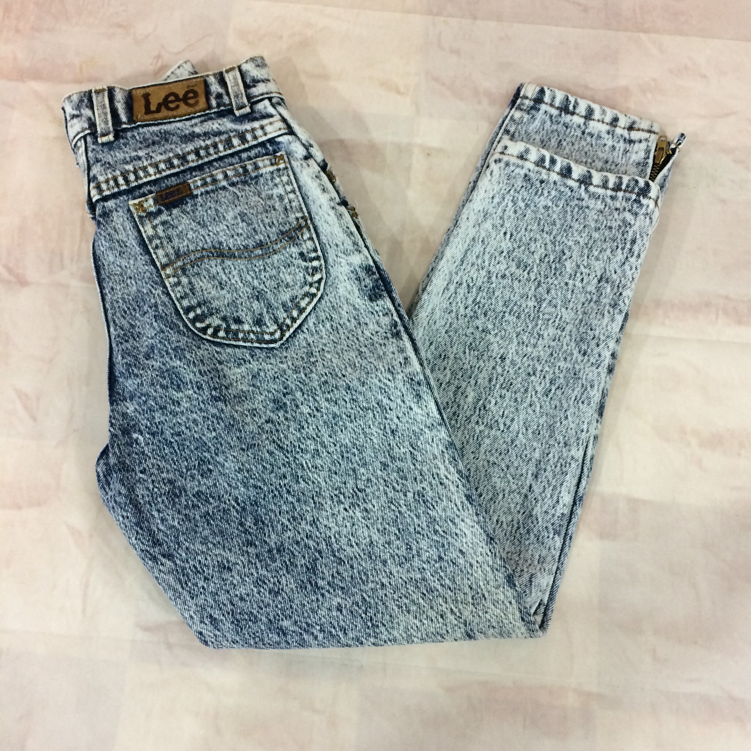 Size 22 Vintage 80s Lee Riders High Waisted Acid Wash Ankle