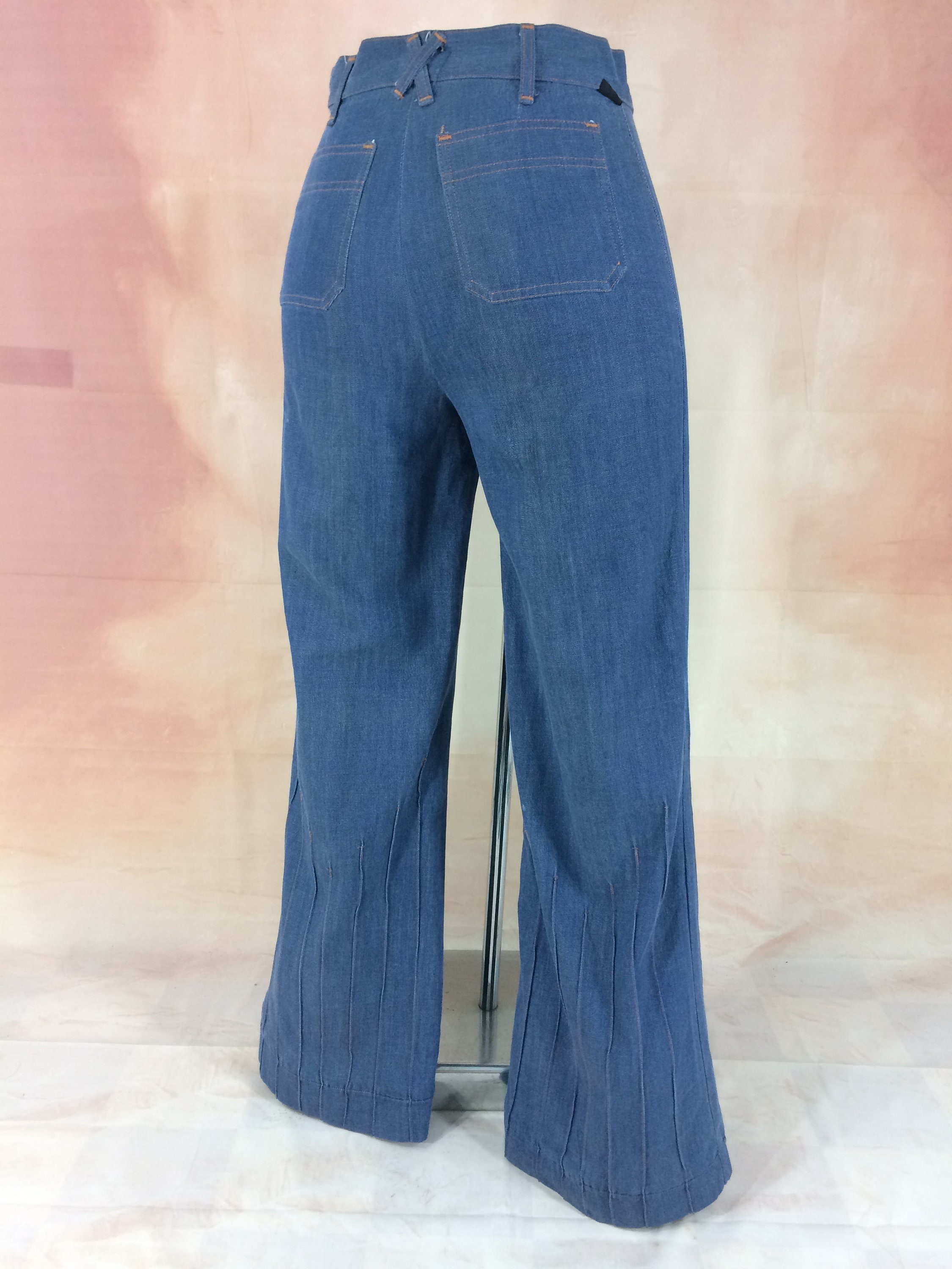 Size 28 Vintage Pintuck Bell Bottom Wide Leg Flare Jeans W28 - Etsy
