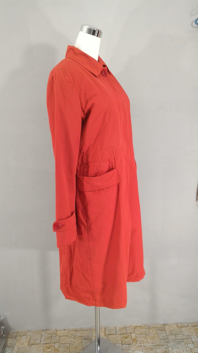 BILL BLASS Trench Coat Red Classic Women Single Breasted Long | Etsy