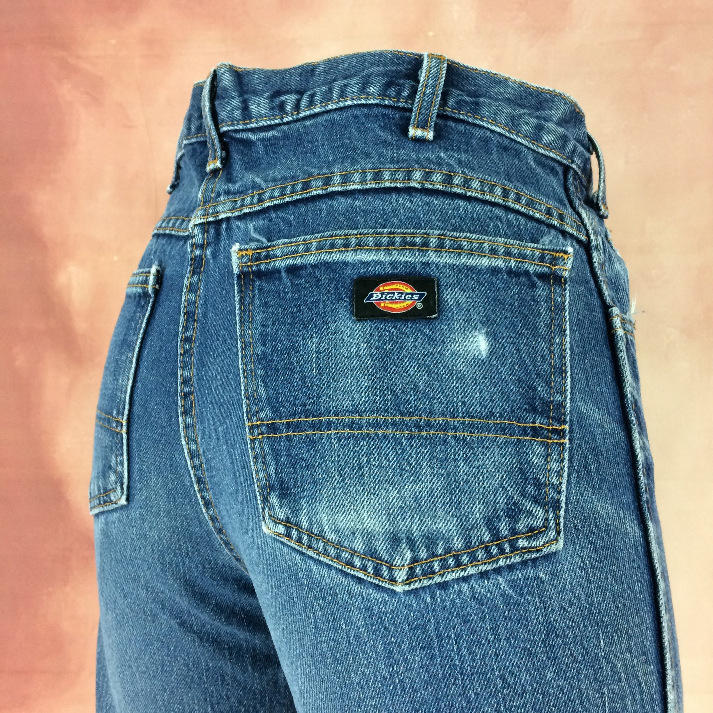 Size 32 Vintage Dickies Straight Leg Ripped Jeans 90s Blue Denim