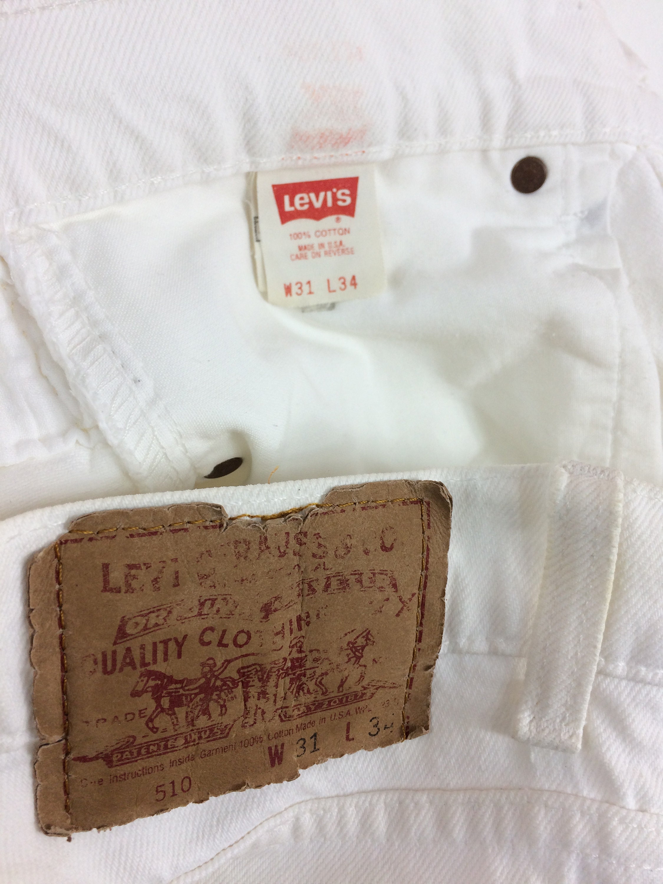 Sz 29 Vintage Levis 510 White Jeans W29 L33 High Waisted 90s | Etsy