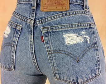 Size 26 Vintage Levis 560 Altered Reworked Light Wash Distressed Ripped Slim Fit Tapered Leg Levis Jeans Waist 26&quot;