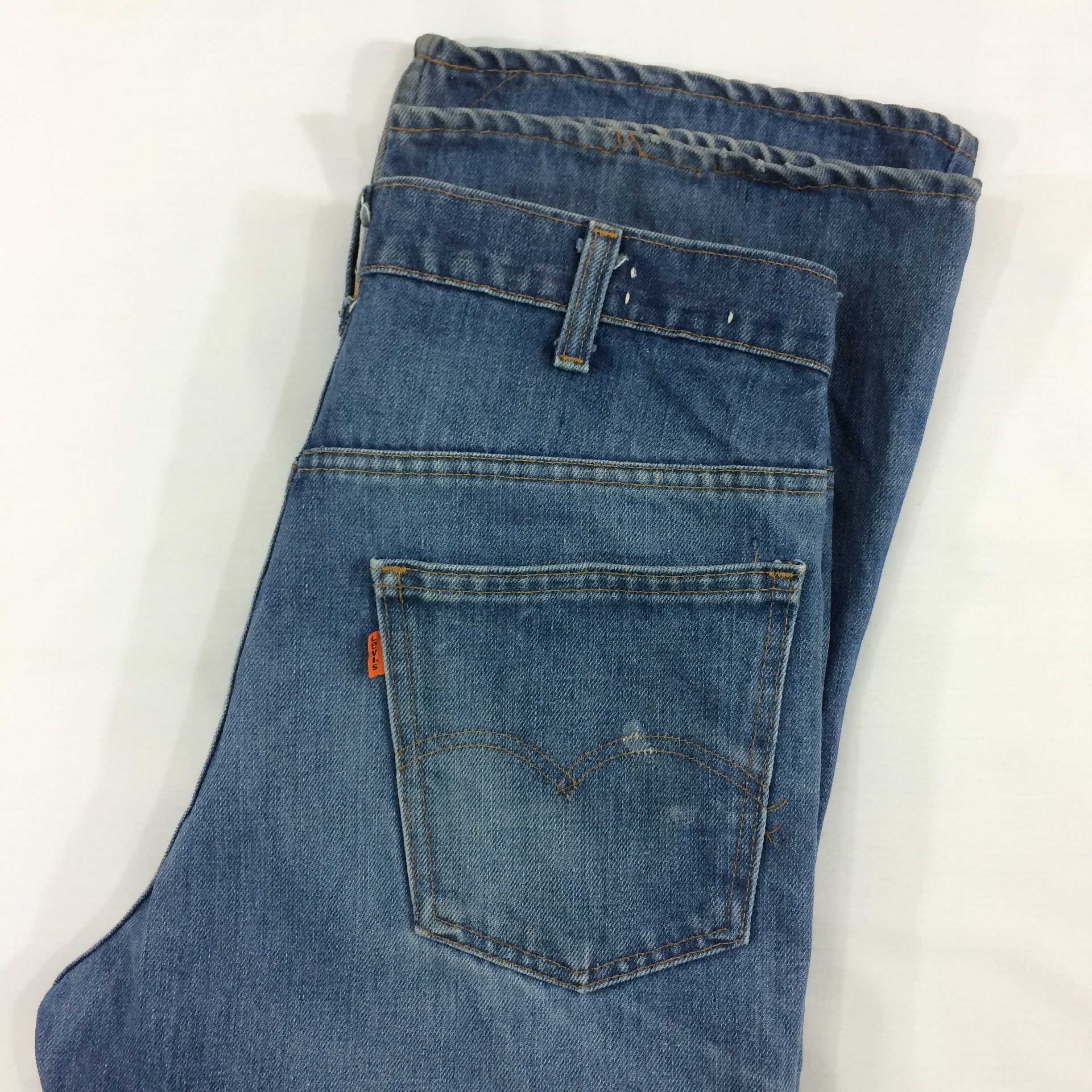 Vintage 70s Levis 646 Flare Jeans, Orange Tab Wide Leg Denim (size