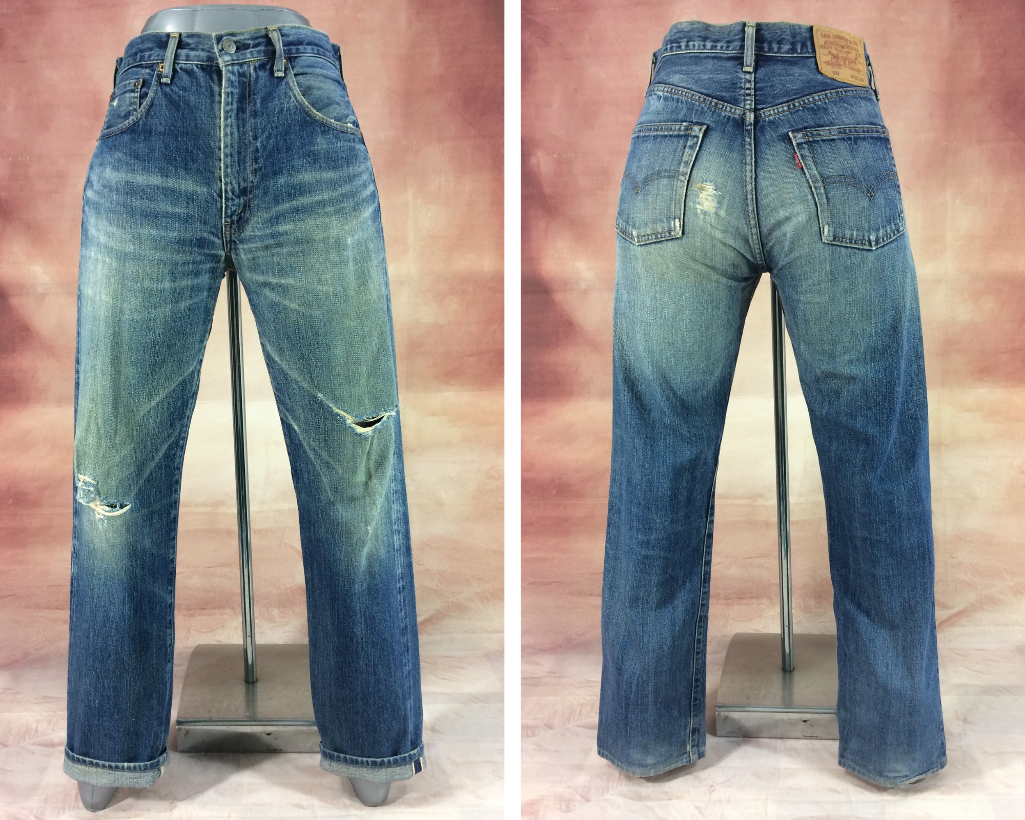 Vintage Levis 502xx Selvedge Jeans, W31/32, Big E Redline Japan