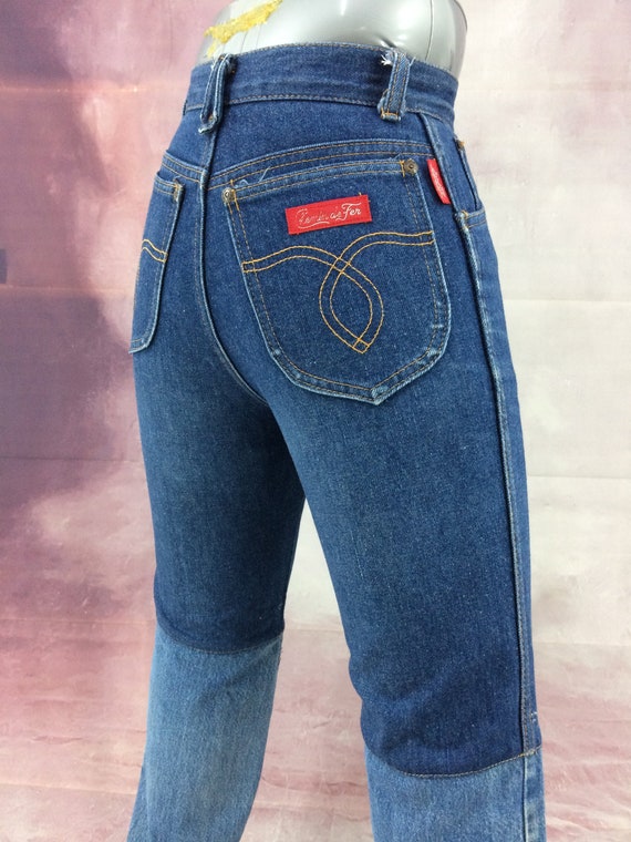 Sz 22 Vintage 70's Chemin De Fer Patchwork Jeans T