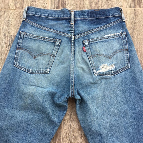 Vintage Levis 502XX Selvedge Jeans, Distressed Blue Denim, Size 29