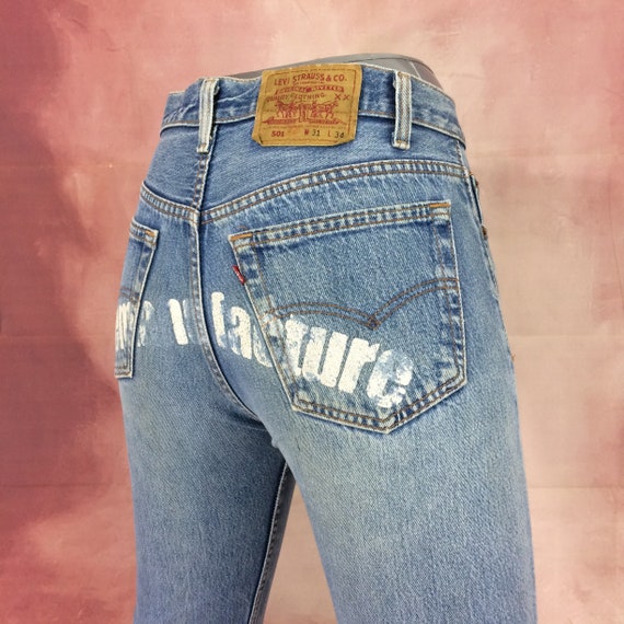 Sz 30 Vintage Levis 501 Women's Distressed Custom… - image 1