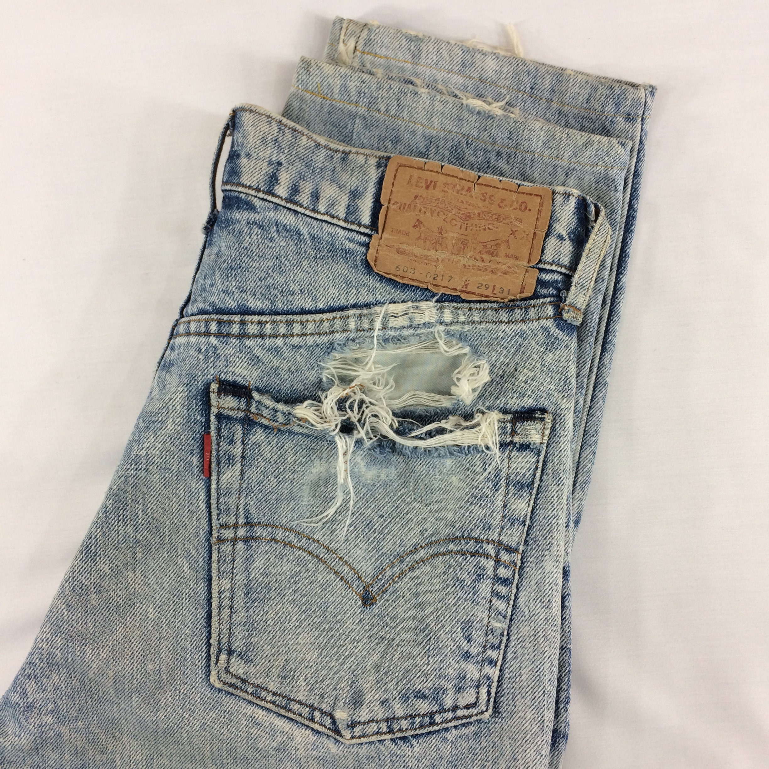 Size 28 Vintage Levi's 603 - Acid Wash - 90s Distressed