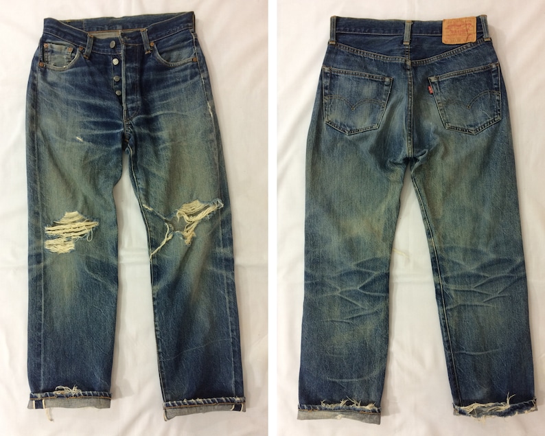 Sz 27 Vintage Levis 501XX Big E Selvedge Jeans High Waisted - Etsy