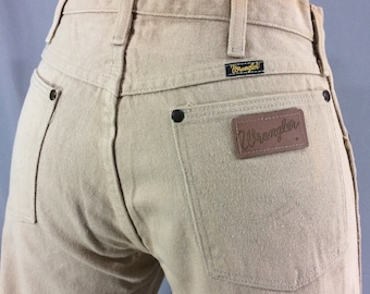 Vintage Wrangler Jeans Sz 29, High Waisted Tan Denim, Made In USA