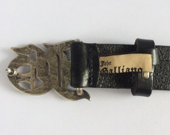 レア/特別価格/John galliano/ベルト John Galliano Belt Black Leather JG Buckle Belt Size 26 27