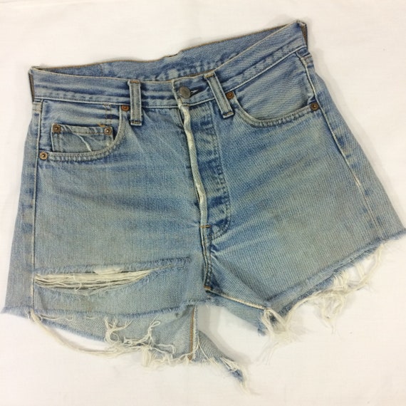 Sz 27 Vintage Levis 501 Selvedge Cutoffs Jeans Hi… - image 4