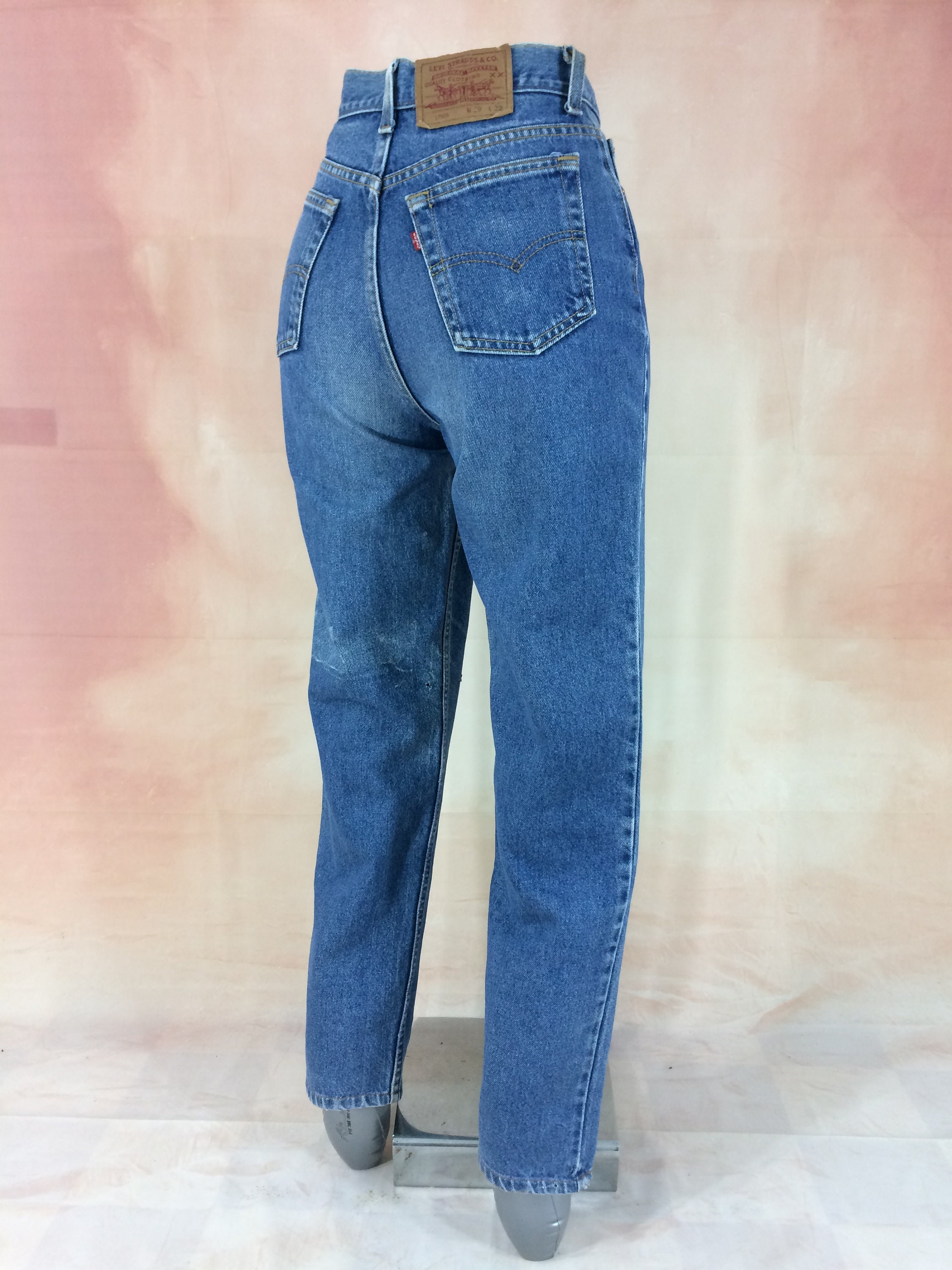 Size 24 Vintage Levis 505 W24 L29 Dark Blue Raw Faded 90s Made in 