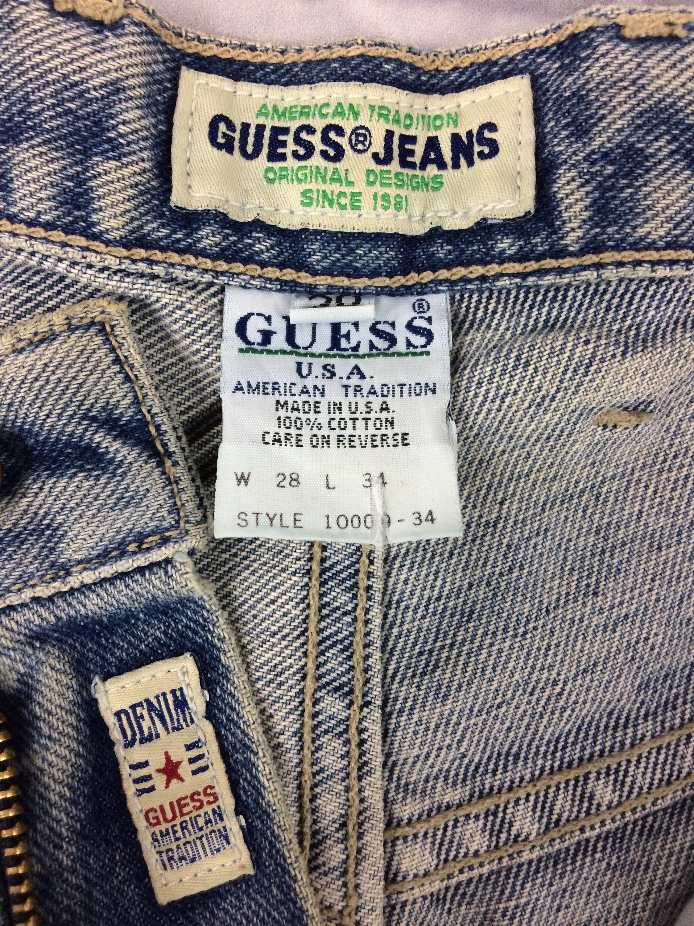 Size 28 Vintage Guess Dirty Jeans High Waisted 80s Light Wash