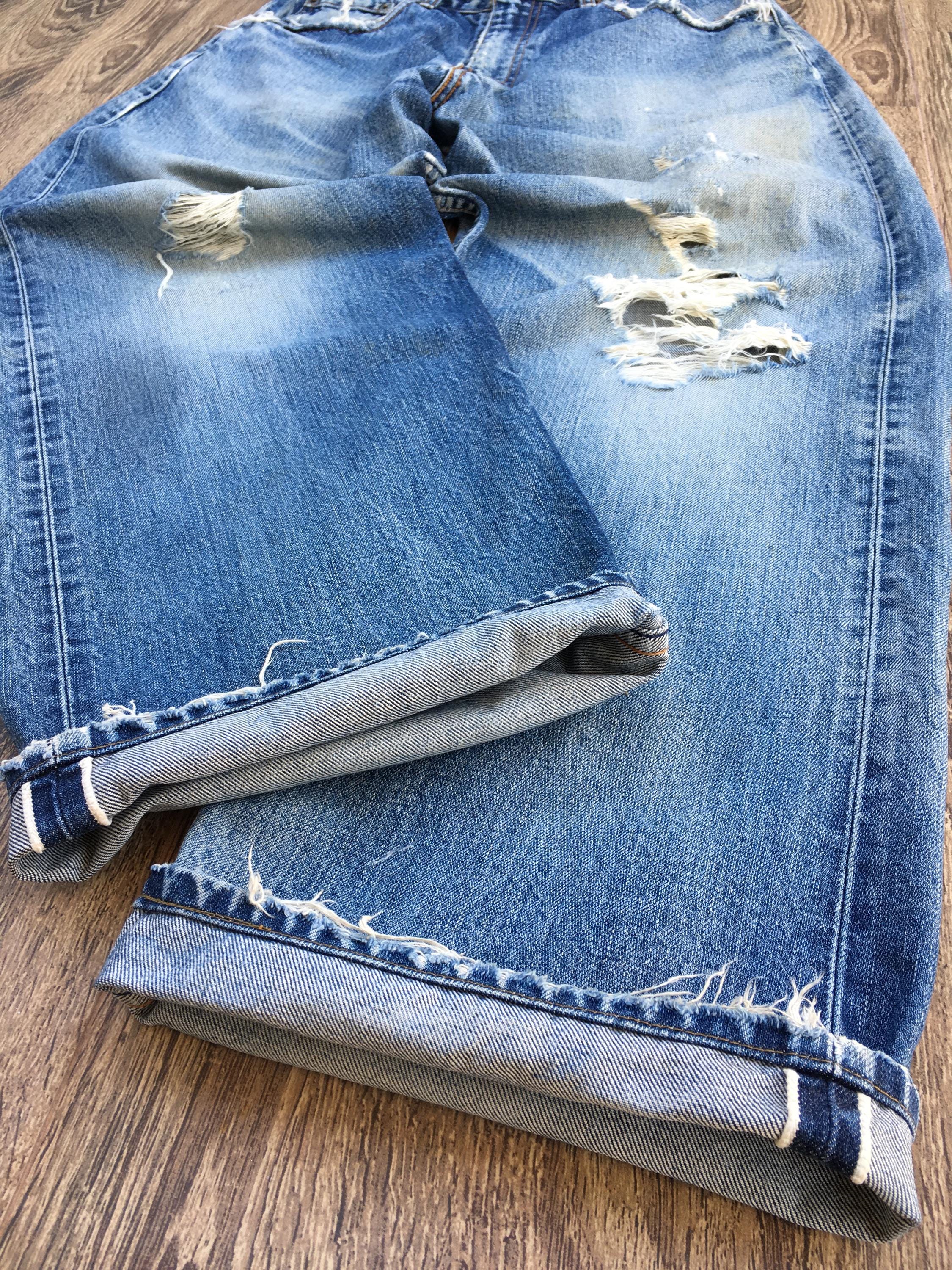 Vintage Levis 504 Selvedge Jeans, W31 L29, Baggy Fit Distressed