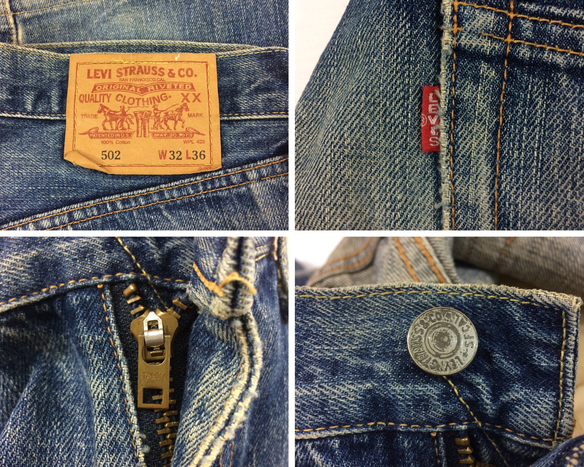 Size 31/32 Levis 502xx Big E Selvedge Redline Vintage Faded Size 31/32 Levis 502xx Big E Selvedge Redline Vintage Faded