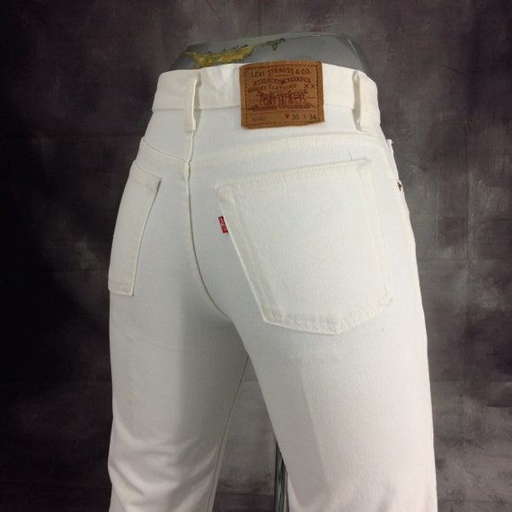 Sz 28 Vintage Levis 510 Women's White Jeans, High