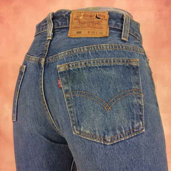 Sz 29 Vintage Levis 501 Women's Distressed Jeans … - image 1