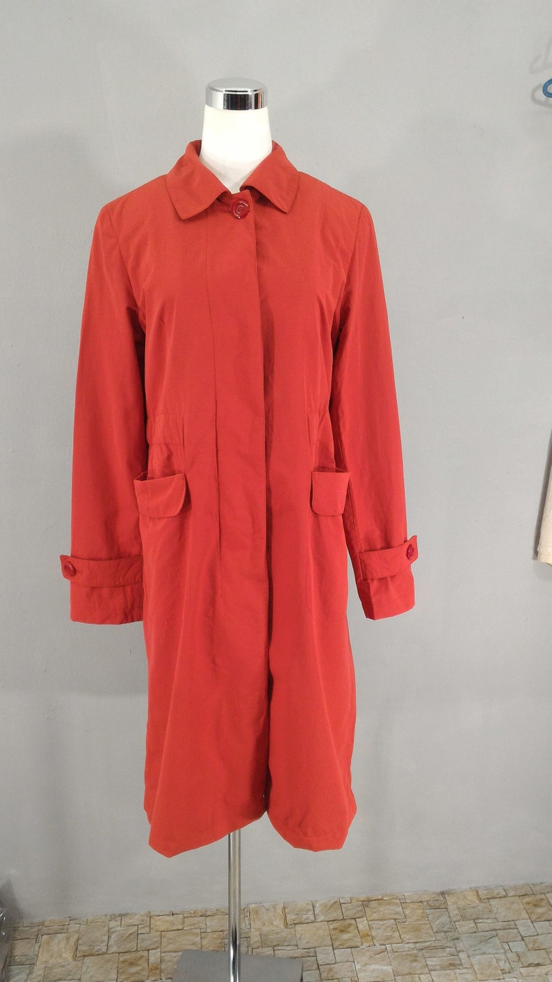 BILL BLASS Trench Coat Red Classic Women Single Breasted Long | Etsy