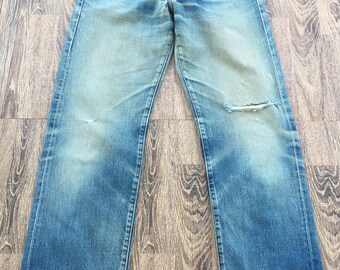 Vintage Levi's 502XX Selvedge Jeans – Size 30 Distressed Big E