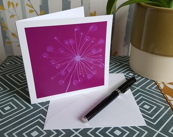 Purple Puffball Dandelion Square Greetings Card