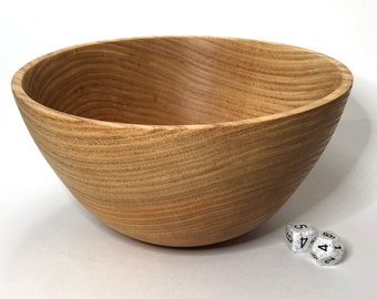 Tall Sided Wooden Bowl, Hand Turned Elm Wood Bowl